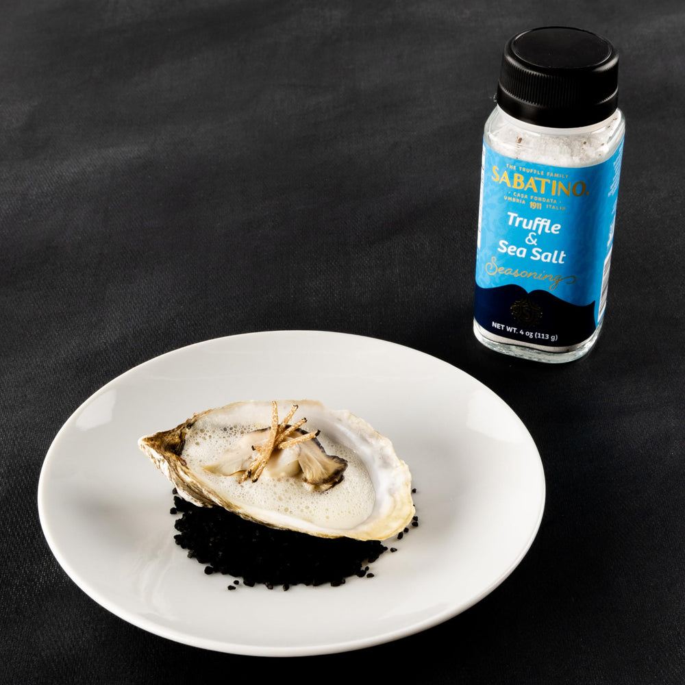 Sabatino Tartufi truffle salt dish-ready seasoning ideal for finishing plates.