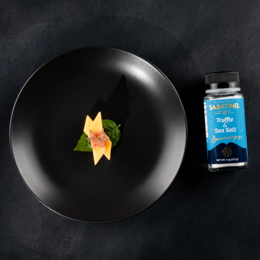 Sabatino Tartufi truffle salt kitchen scene conveys quick flavor upgrade.