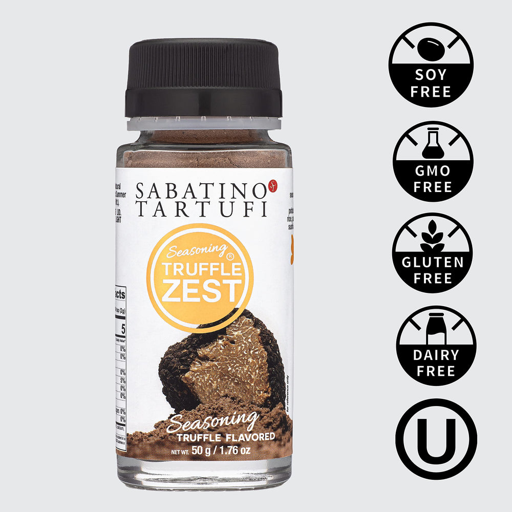 Sabatino Tartufi Truffle Zest on pizza enhances flavor with luxury aroma.