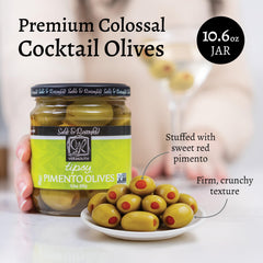 Sable & Rosenfeld pimento-stuffed olive jar with crisp texture for martinis