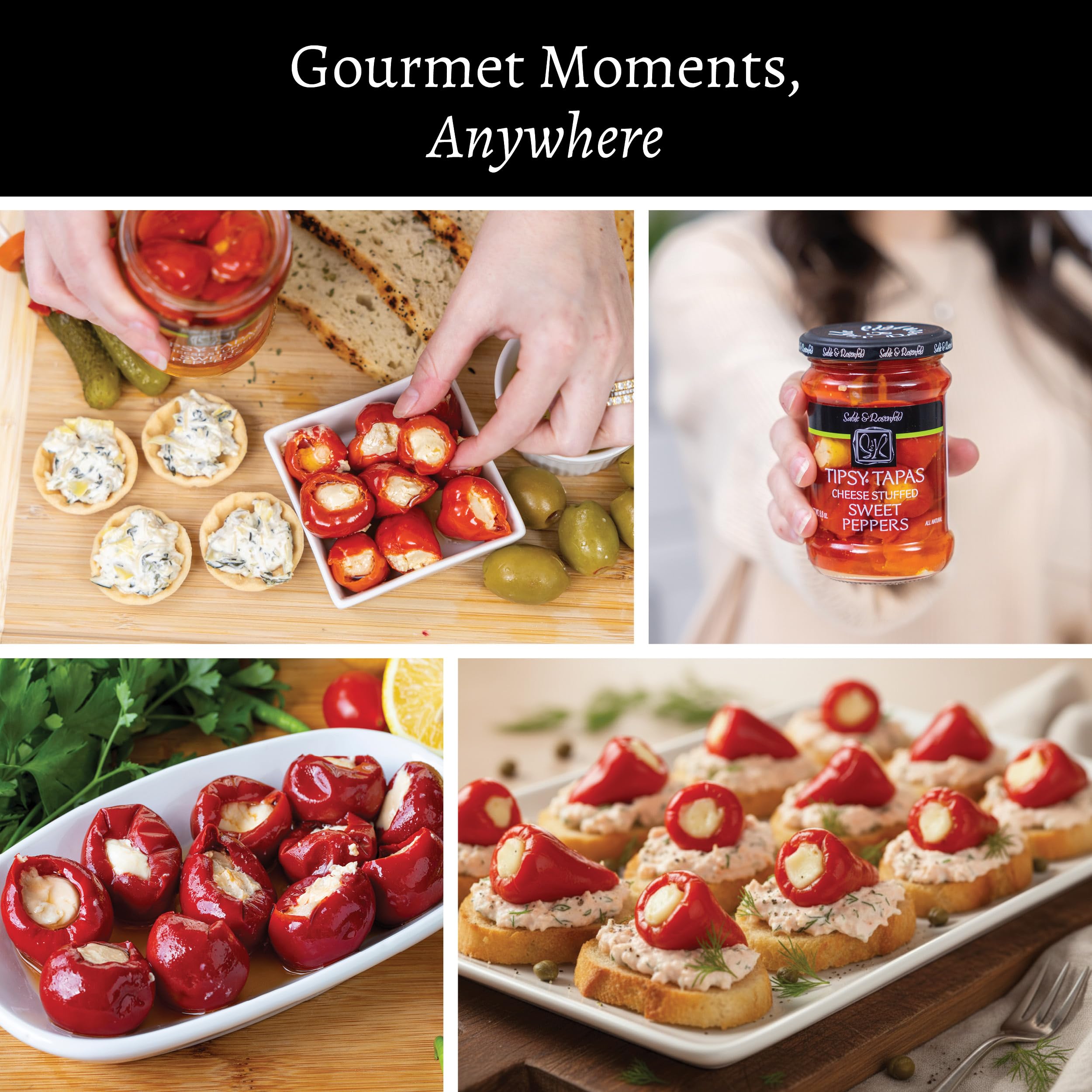 Gluten-free Tipsy Tapas peppers with creamy filling from Sable & Rosenfeld.