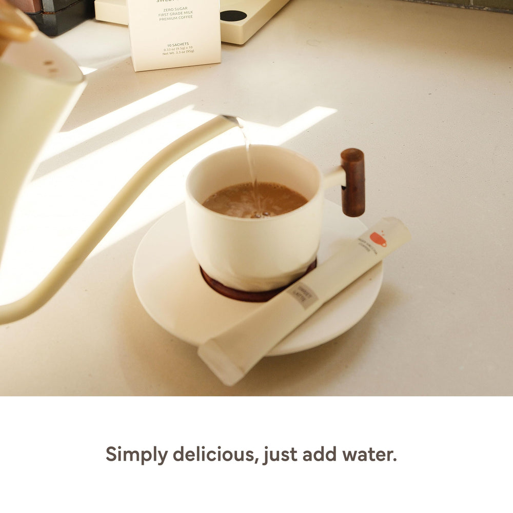 Saccha Coffee milk-included blend image highlighting creamy latte option