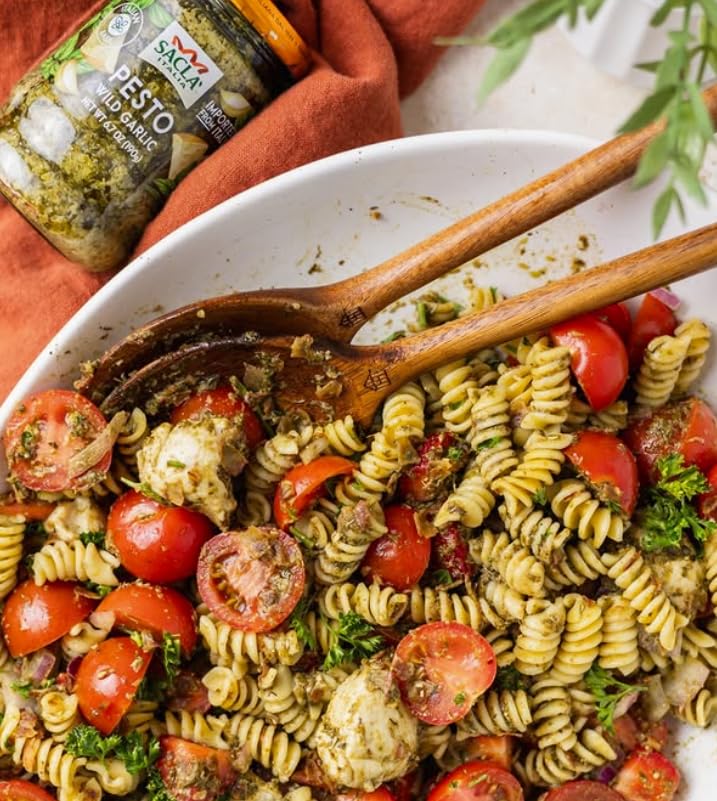SACLA pesto on plate with pasta shows versatile pairing
