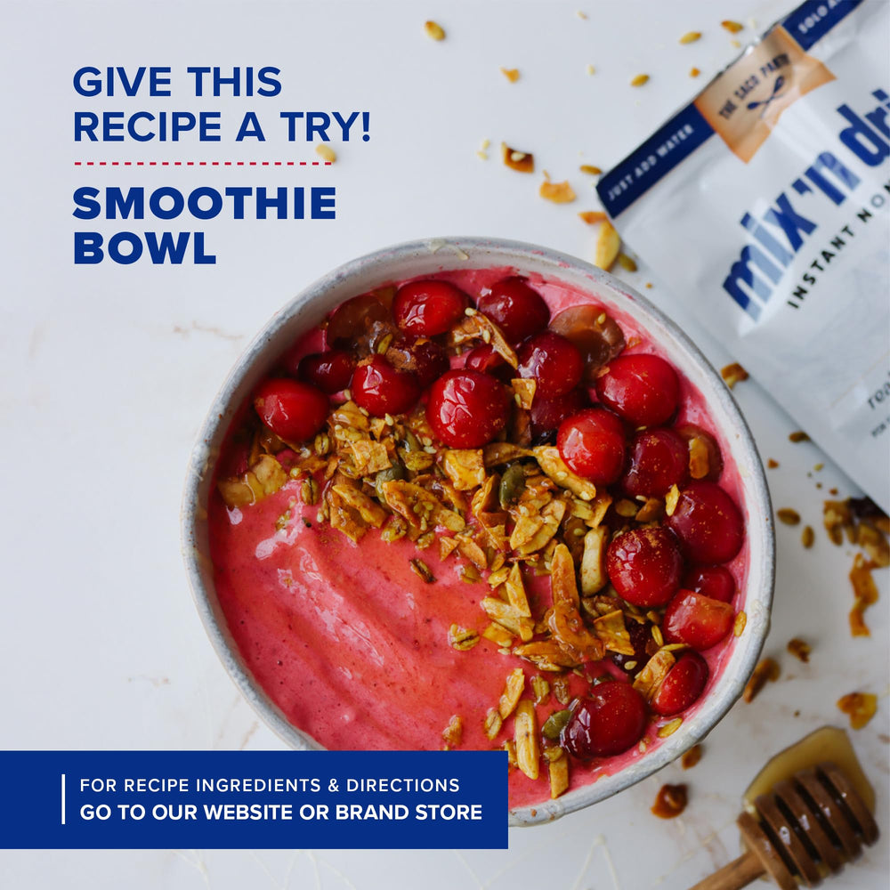 Cereal bowl with SACO Mix'n Drink poured for flavor boost.