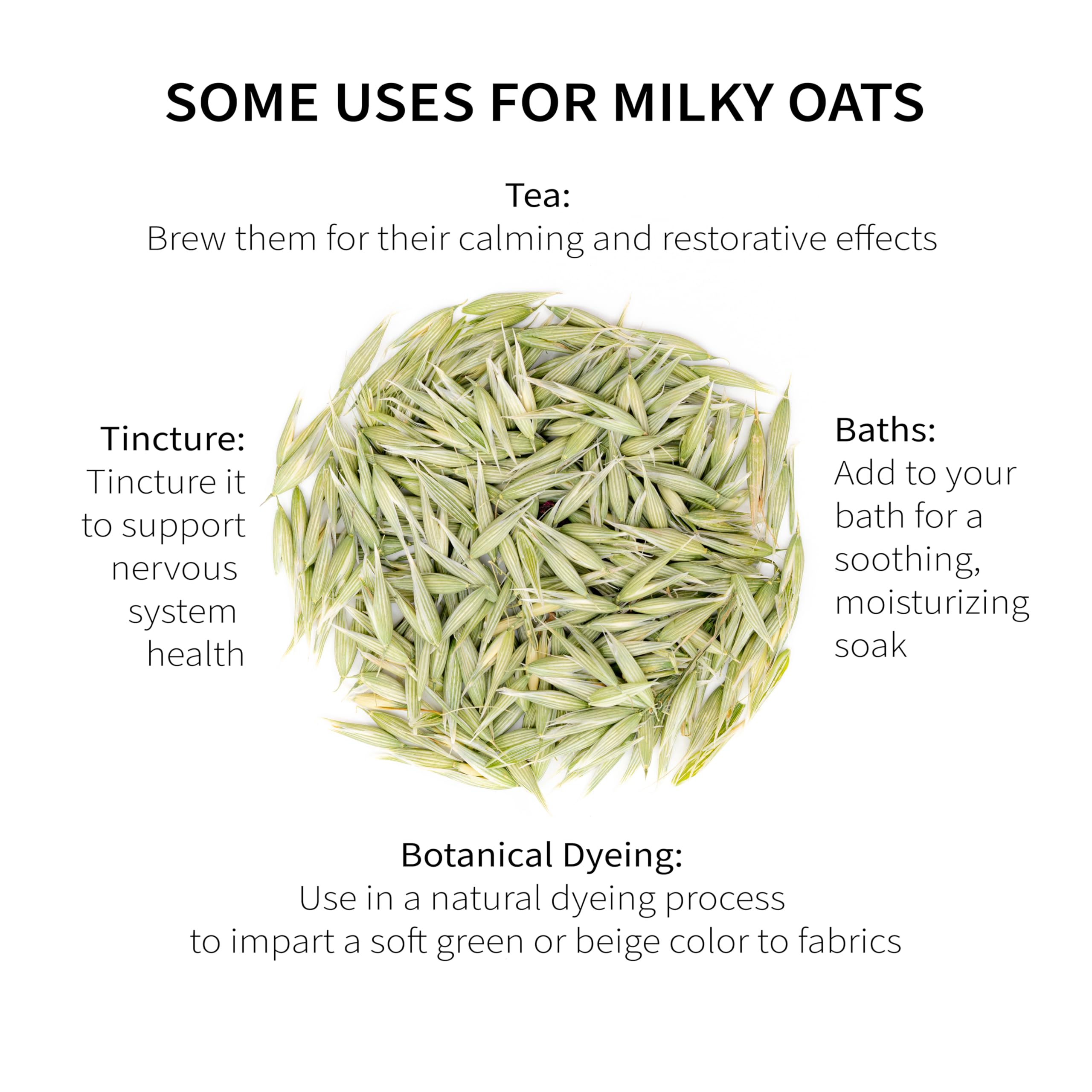 Sacred Blossom Farm Milky Oats loose leaf closeup preserves whole herbs, flavor.