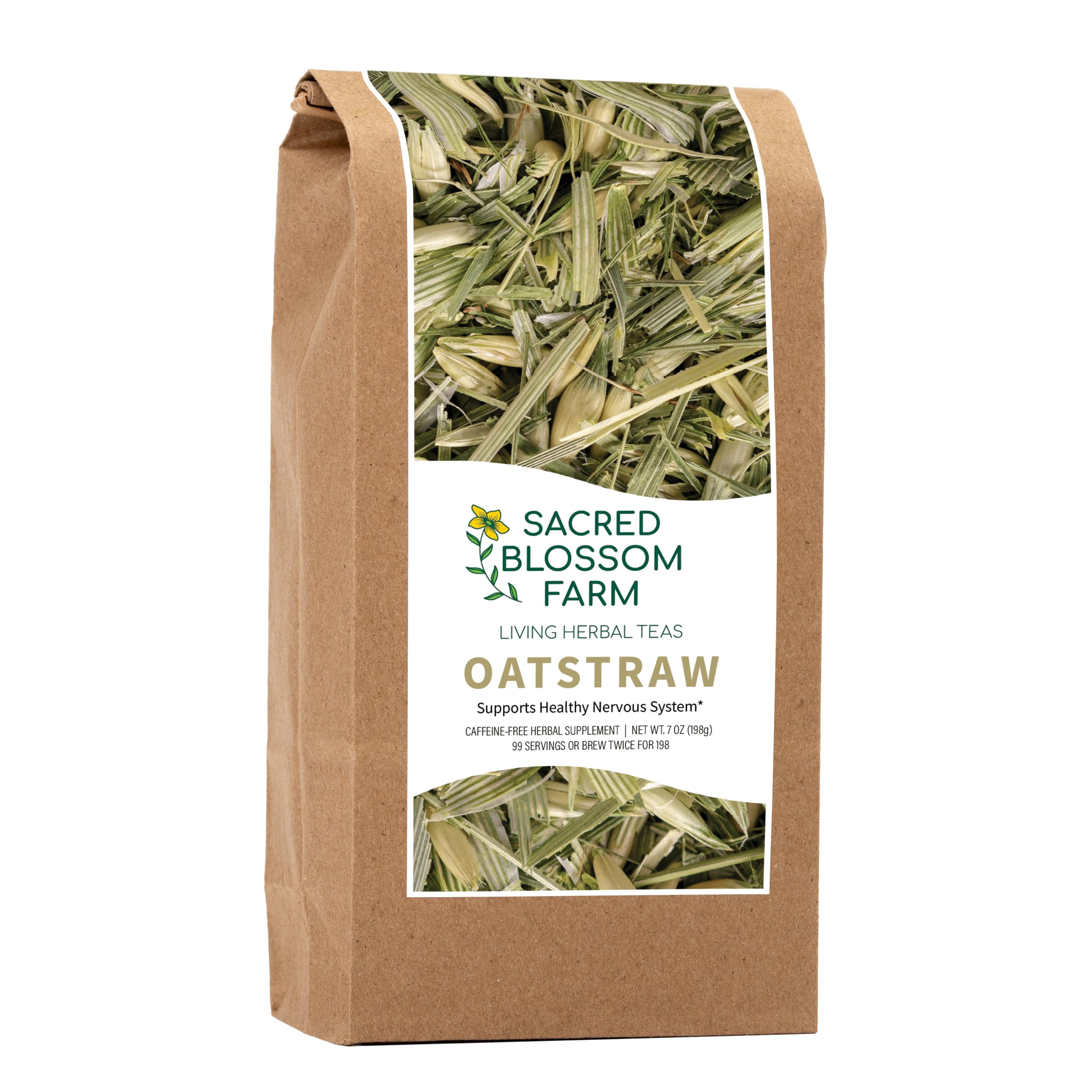 Sacred Blossom Farm oatstraw bundle close-up for a soothing herbal infusion