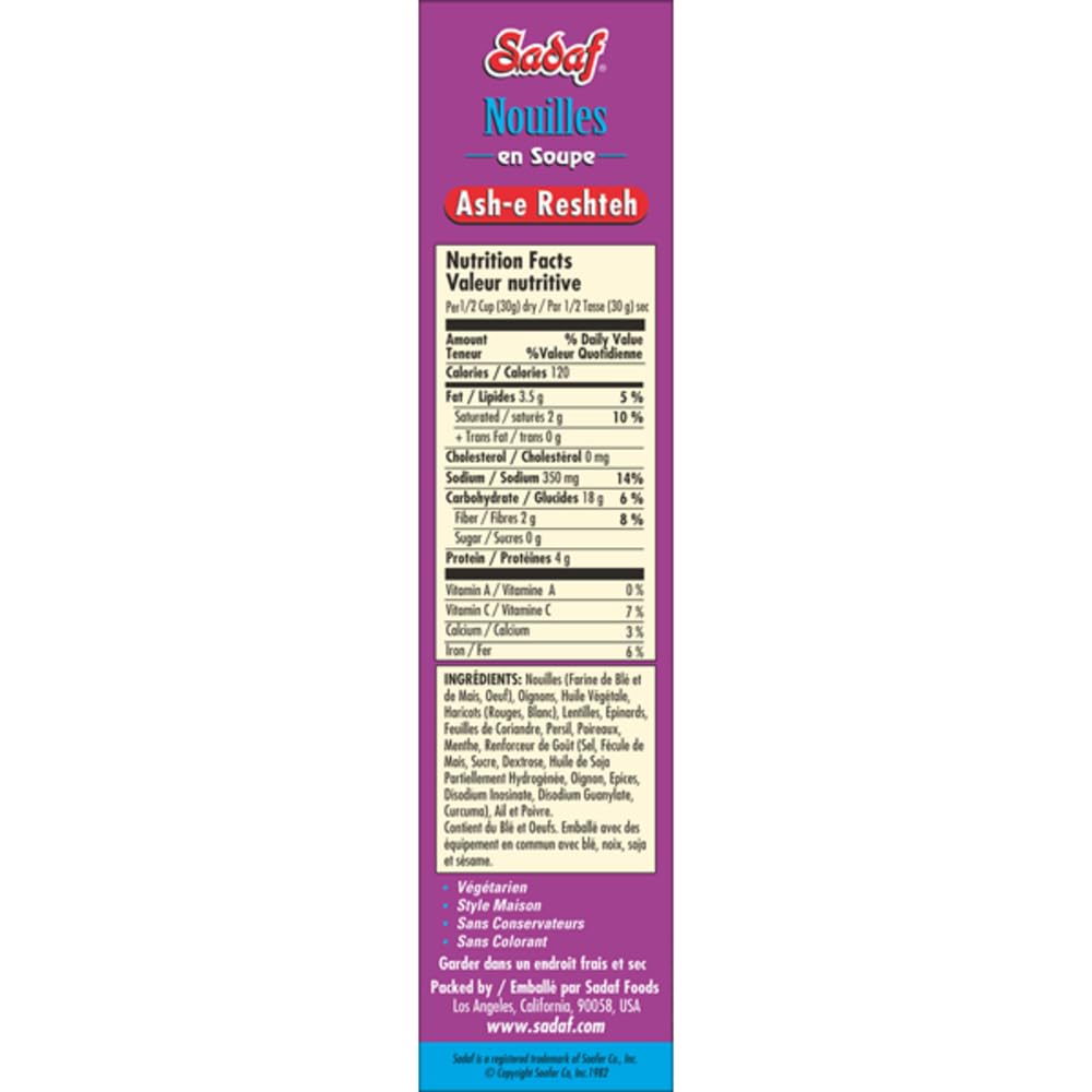 Sadaf Ash-e Reshteh Mix packaging on kitchen counter for quick, authentic soup.