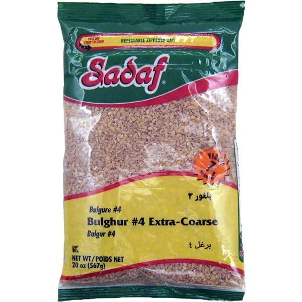 Sadaf Bulghur #4 Extra Coarse bag showing nutty flavor and chewy texture.