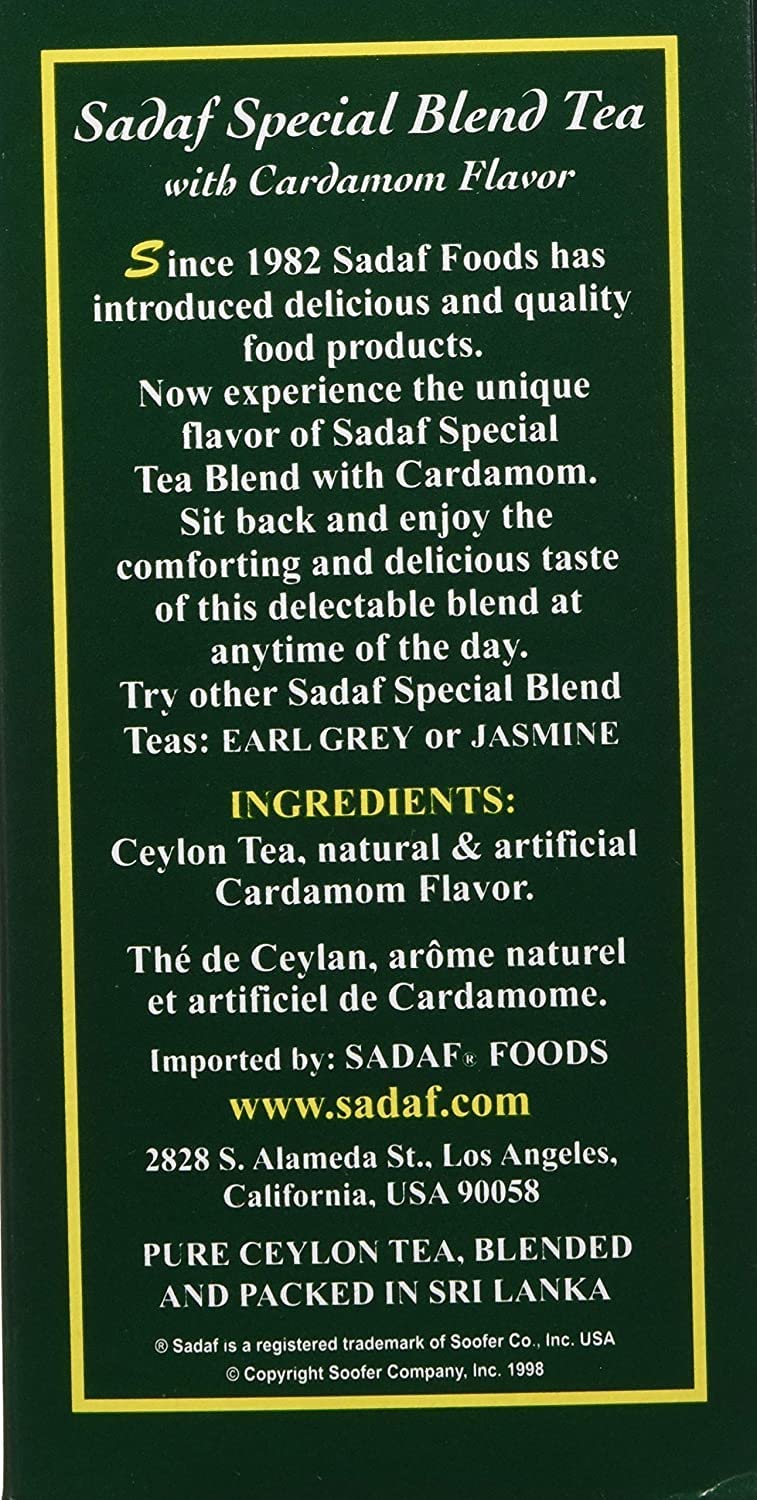 Sadaf Cardamom Tea brewed cup with fragrant steam and spice.