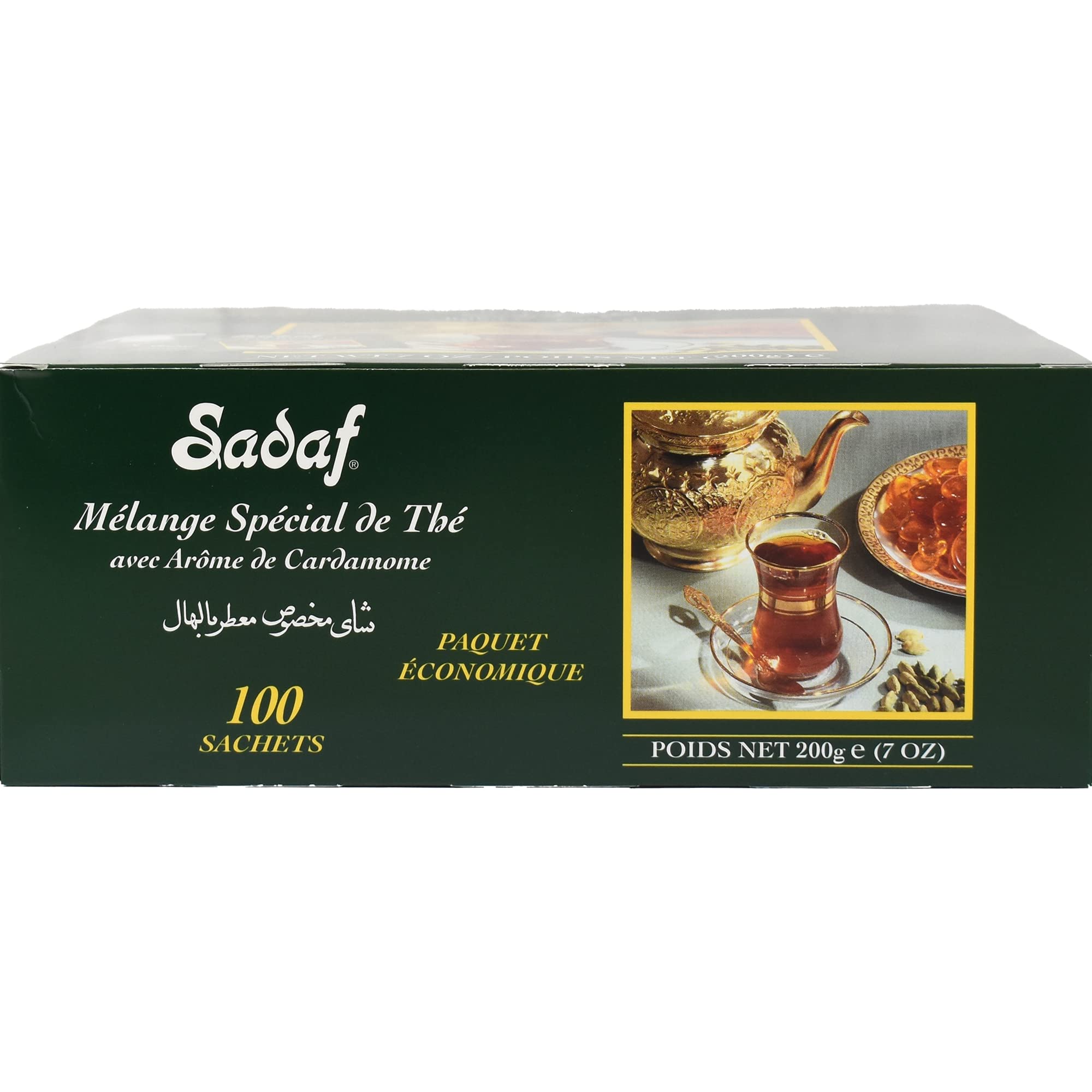 Sadaf Ceylon tea with 100 bags ready for quick brews.