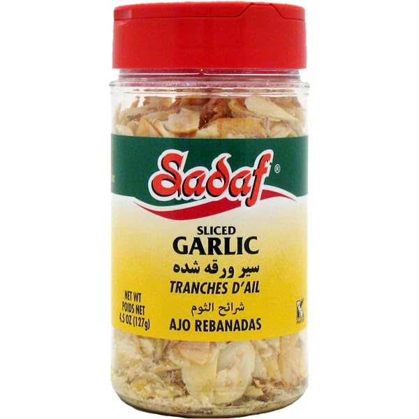 Sadaf dried garlic sliced bottle with shaker top for easy seasoning