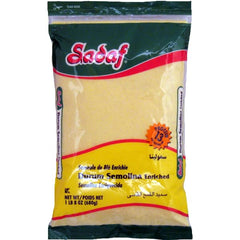 Packaging of Sadaf Durum Semolina Fine in a resealable bag for freshness and easy storage