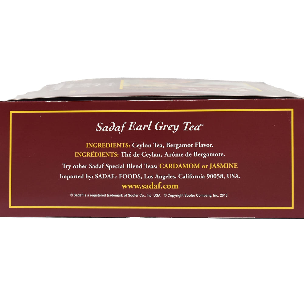 Sadaf Earl Grey tea bags individually wrapped to maintain aroma