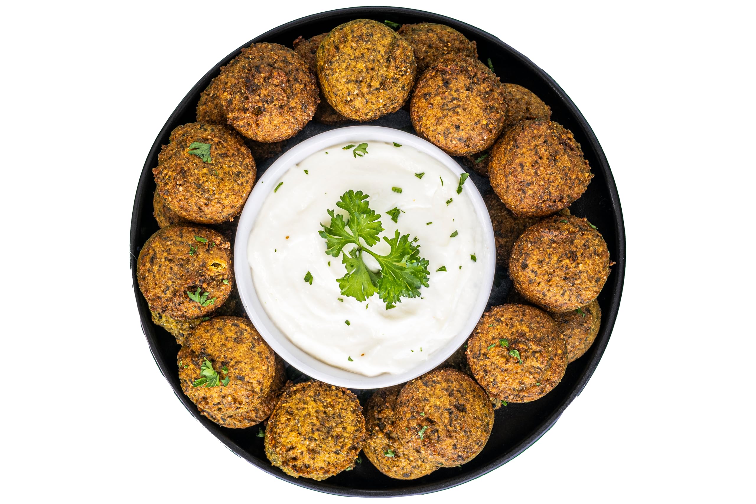Sadaf Falafel oven-baked: healthier crispy exterior and tender interior.