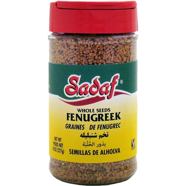 Sadaf fenugreek seeds in a bottle with shaker top for easy seasoning.