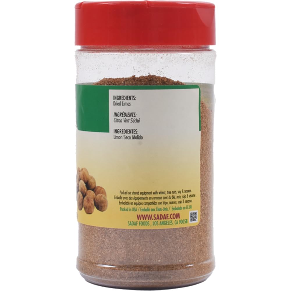 Sadaf ground dried lime powder closeup, showcasing natural ingredients with no fillers.