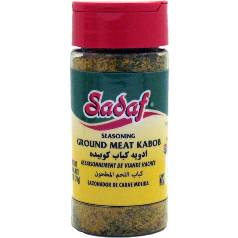 Sadaf Ground Meat Kabob Seasoning bottle adds bold flavor for grilling