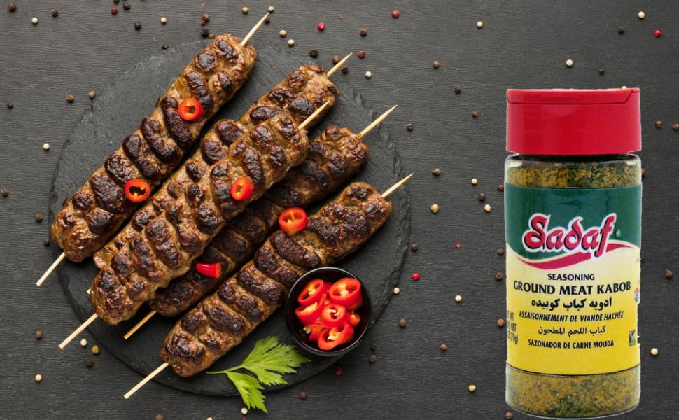 Sadaf kabob seasoning on grill ready for cooking