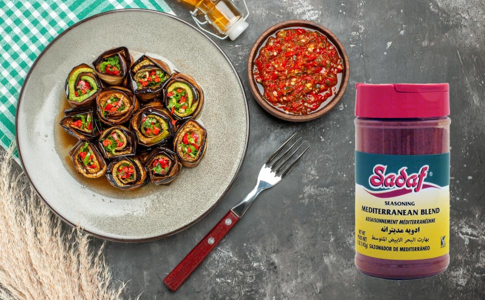 Sadaf Mediterranean Seasoning being sprinkled onto vegetables for vibrant flavor