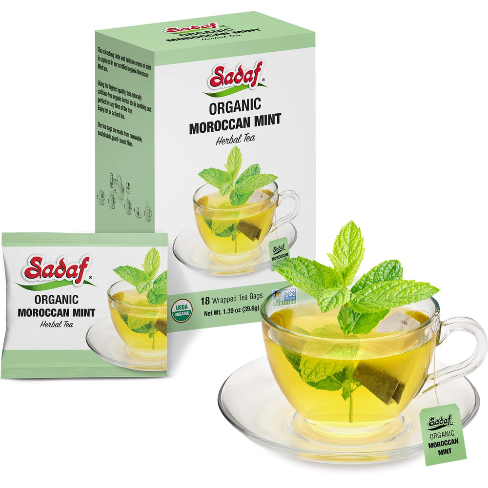 Sadaf mint tea iced glass presents a refreshing, minty beverage.
