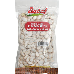 Sadaf pumpkin seeds—roasted and salted—great for snacking and adding crunch to salads