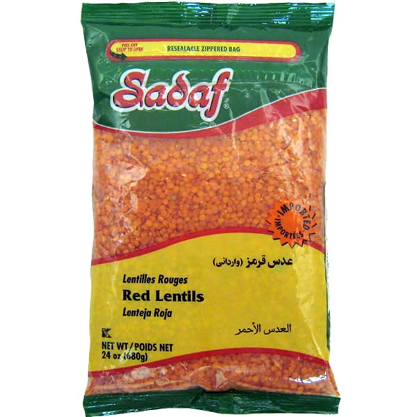 Sadaf red lentils dry 24oz bulk ideal for quick stews and curries.