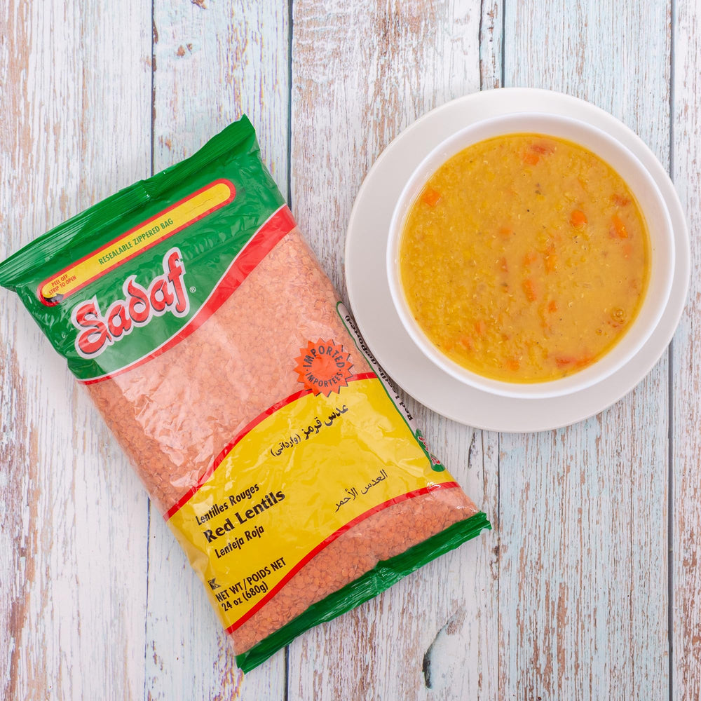 Sadaf red lentils ready to cook for fast, hearty soups and lentil-based dishes.