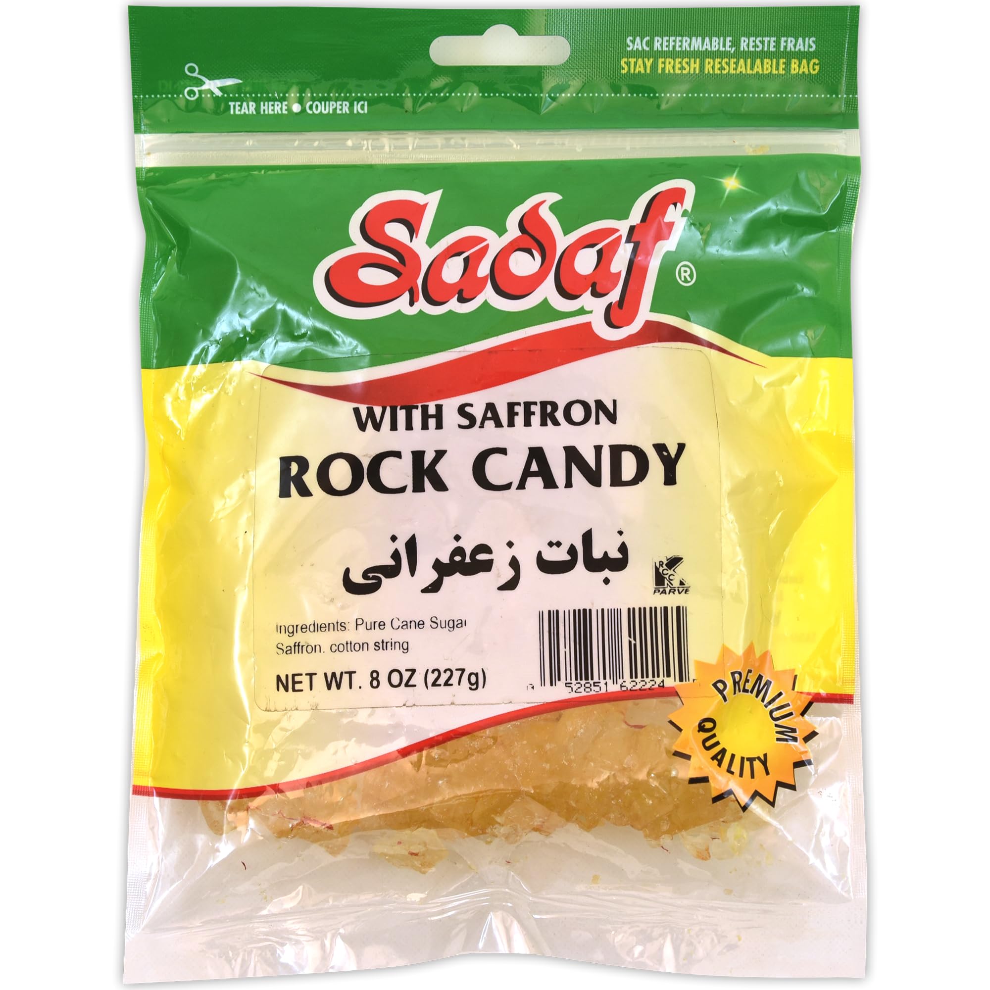 Sadaf saffron rock candy for tea and coffee, enhances flavors with delicate saffron notes