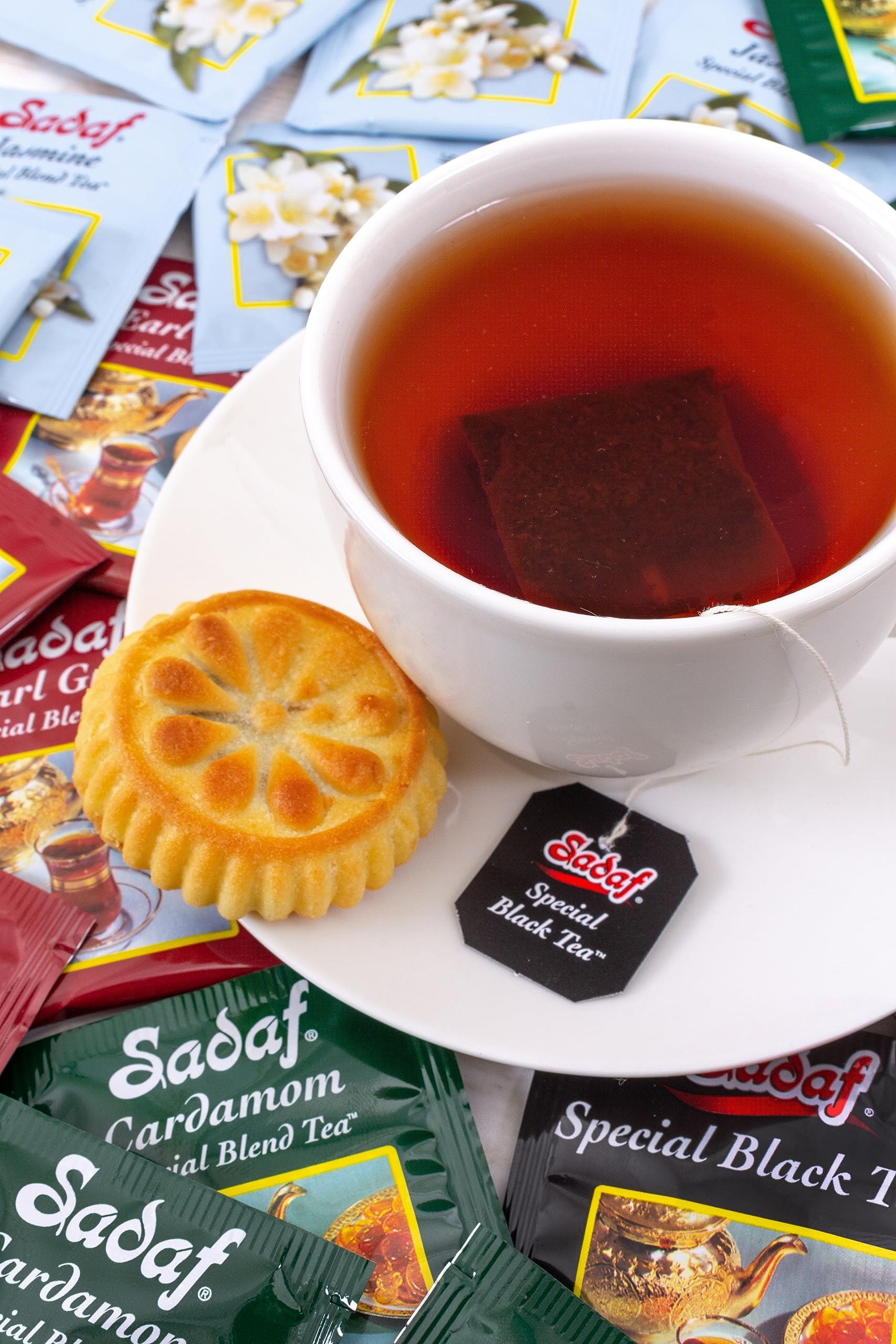 Sadaf packaging design highlights modern, elegant box on display.