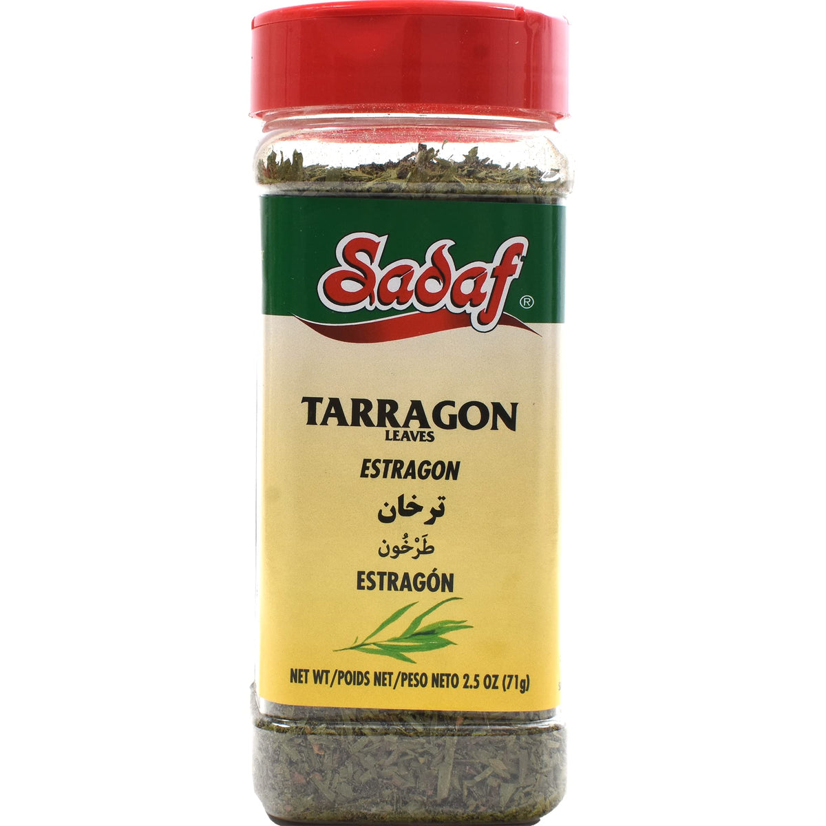 Sadaf Tarragon dried leaves in bottle, convenient for quick dressings and marinades.
