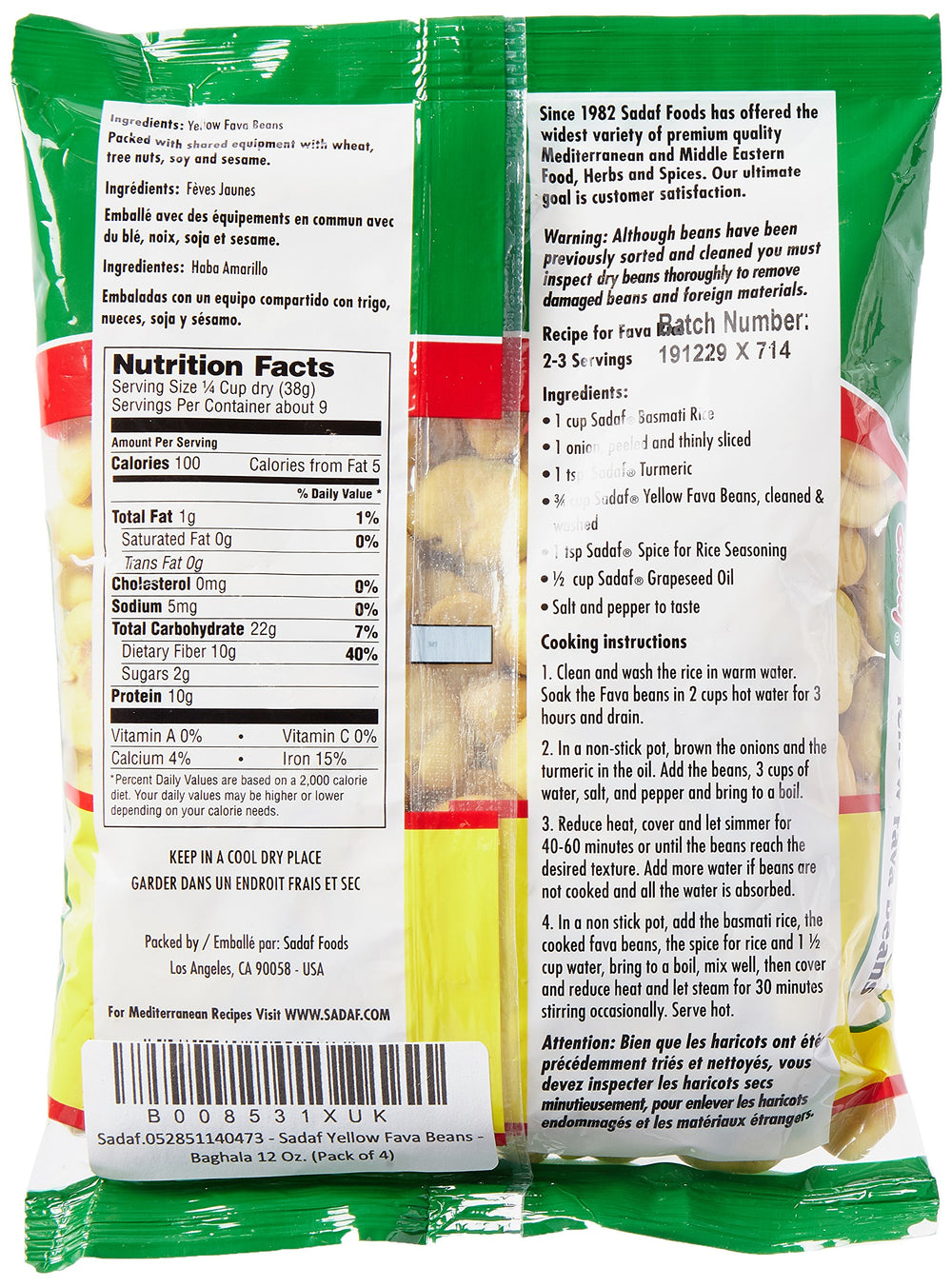 Sadaf yellow fava beans dry beans for Mediterranean stews