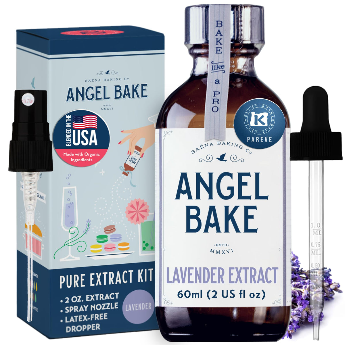 SAENA lavender extract bottle with pure Bulgarian lavender aroma for flavoring.