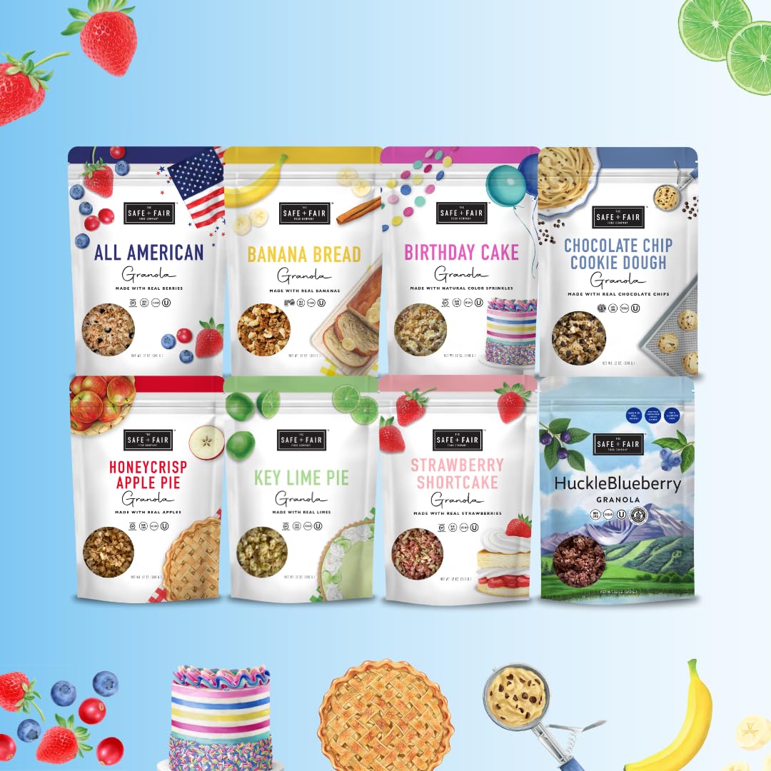 Safe + Fair granola dessert idea featuring strawberry flavors.