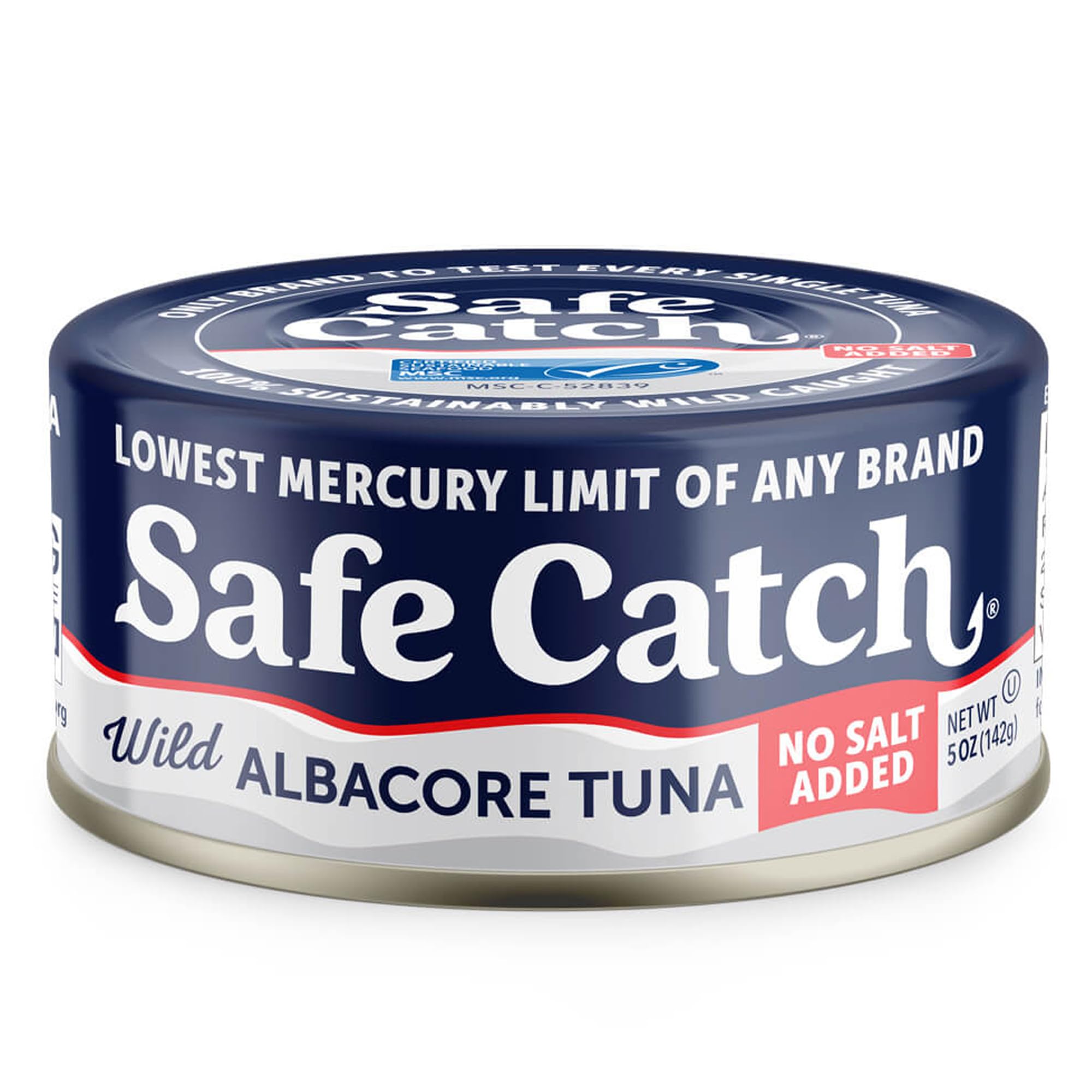 Safe Catch albacore tuna can front view for quick, protein-rich meals.