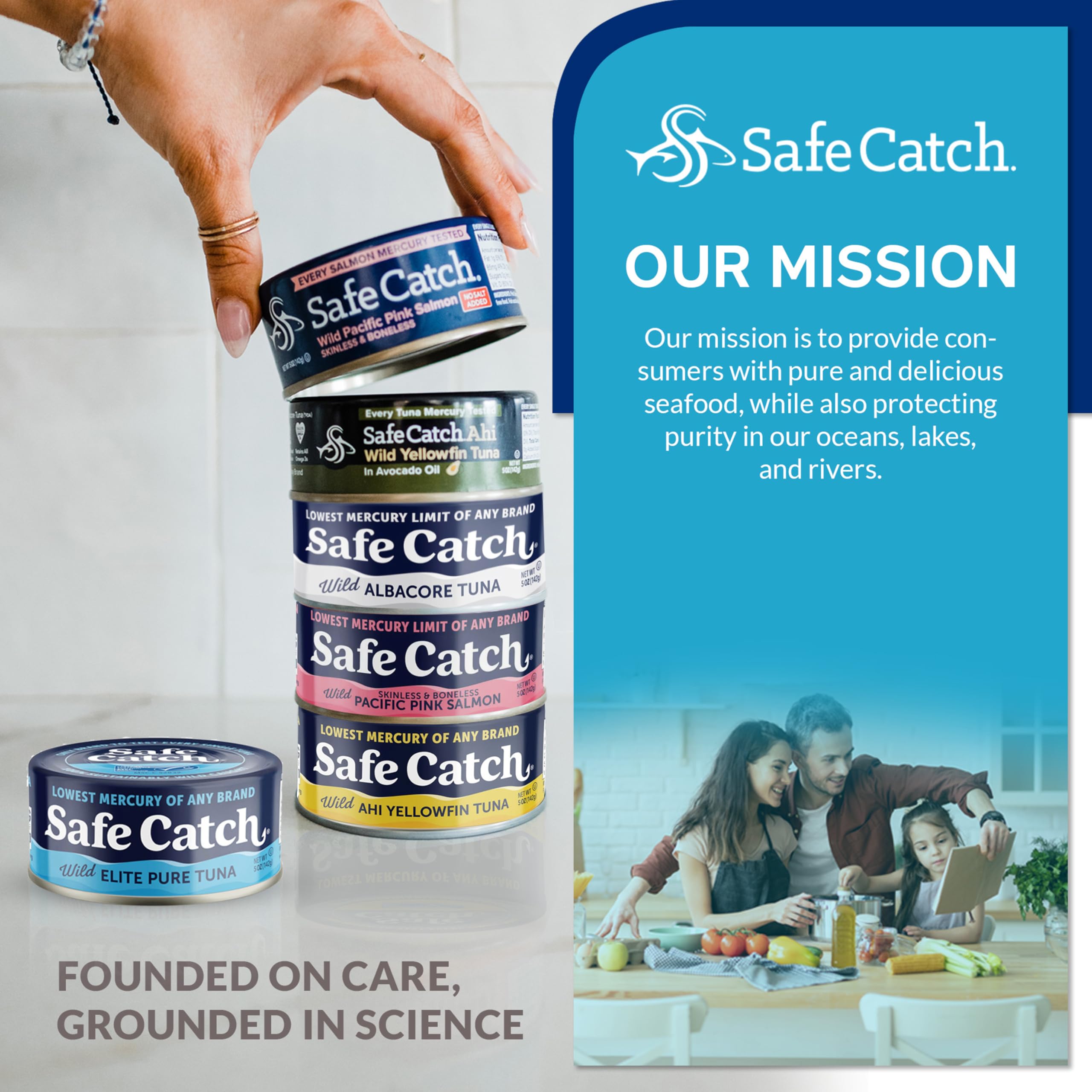 Safe Catch gluten-free kosher label on tuna can
