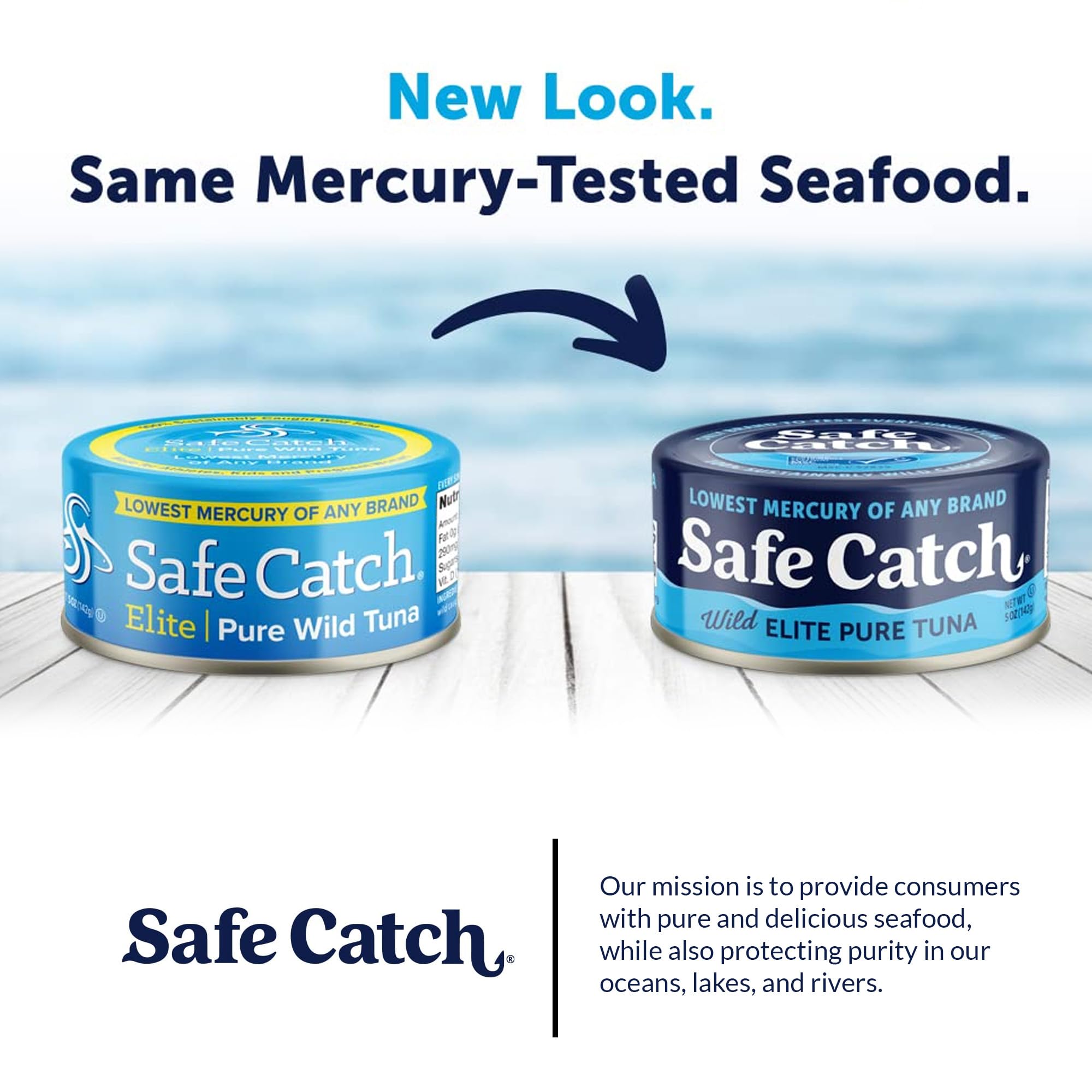 Safe Catch packaging shows six-pack convenience and ocean-friendly sourcing