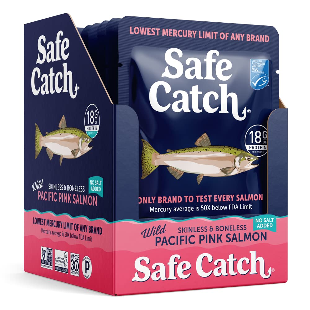 Safe Catch sustainable wild-caught salmon pouch from MSC-certified fisheries.
