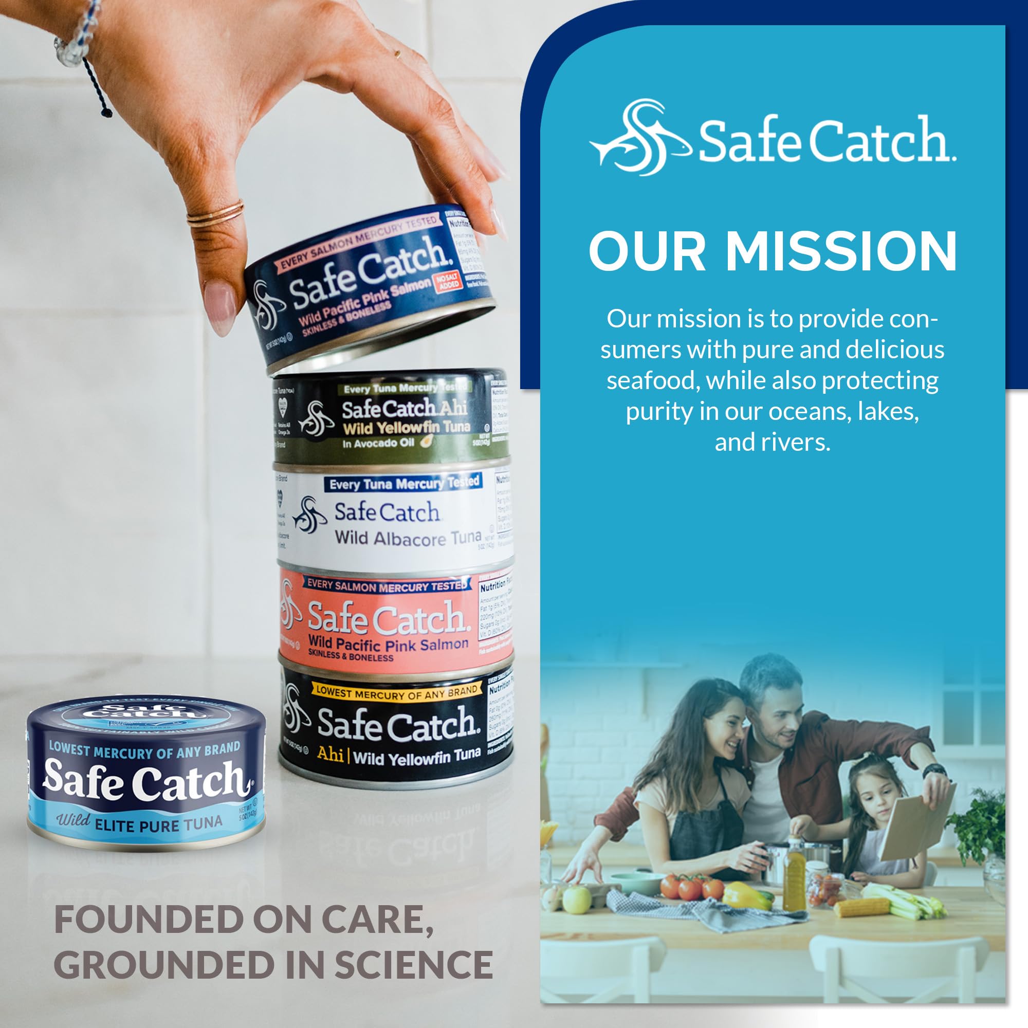Safe Catch Whole30 and Paleo friendly tuna can in six-pack