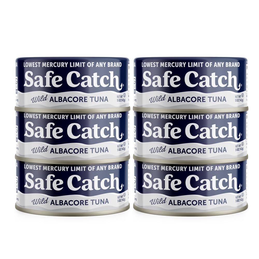 Safe Catch Wild Albacore Tuna can with front label, high-protein meal option.