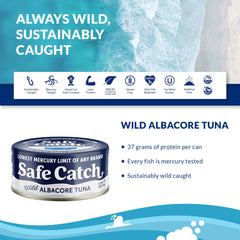 Safe Catch tuna on a fresh salad plate, perfect for quick lunches.