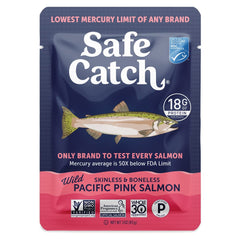 Safe Catch salmon on a fresh salad for fast protein lunch.
