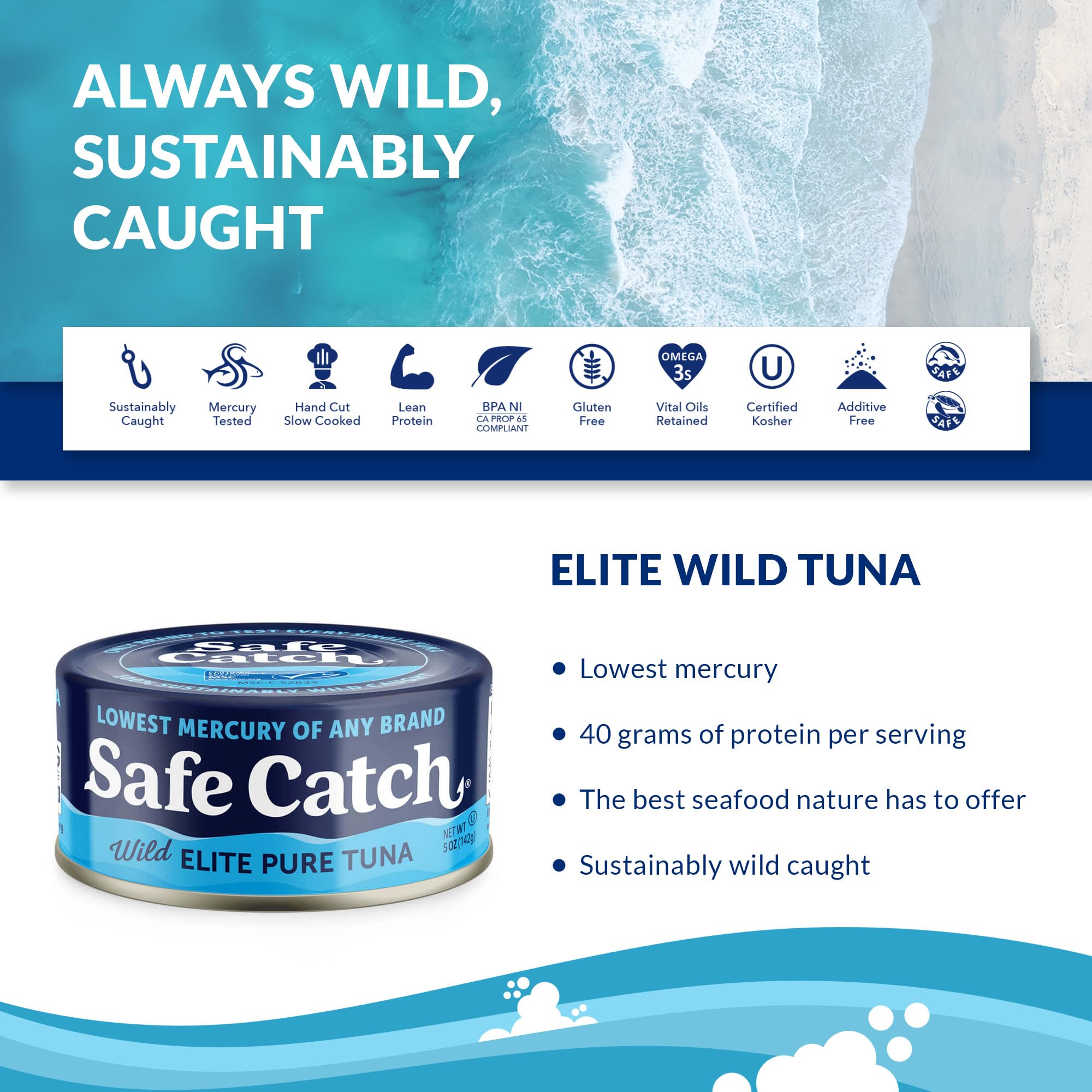 Safe Catch Wild Tuna solid steak plated for a nutritious, omega-3 rich salad