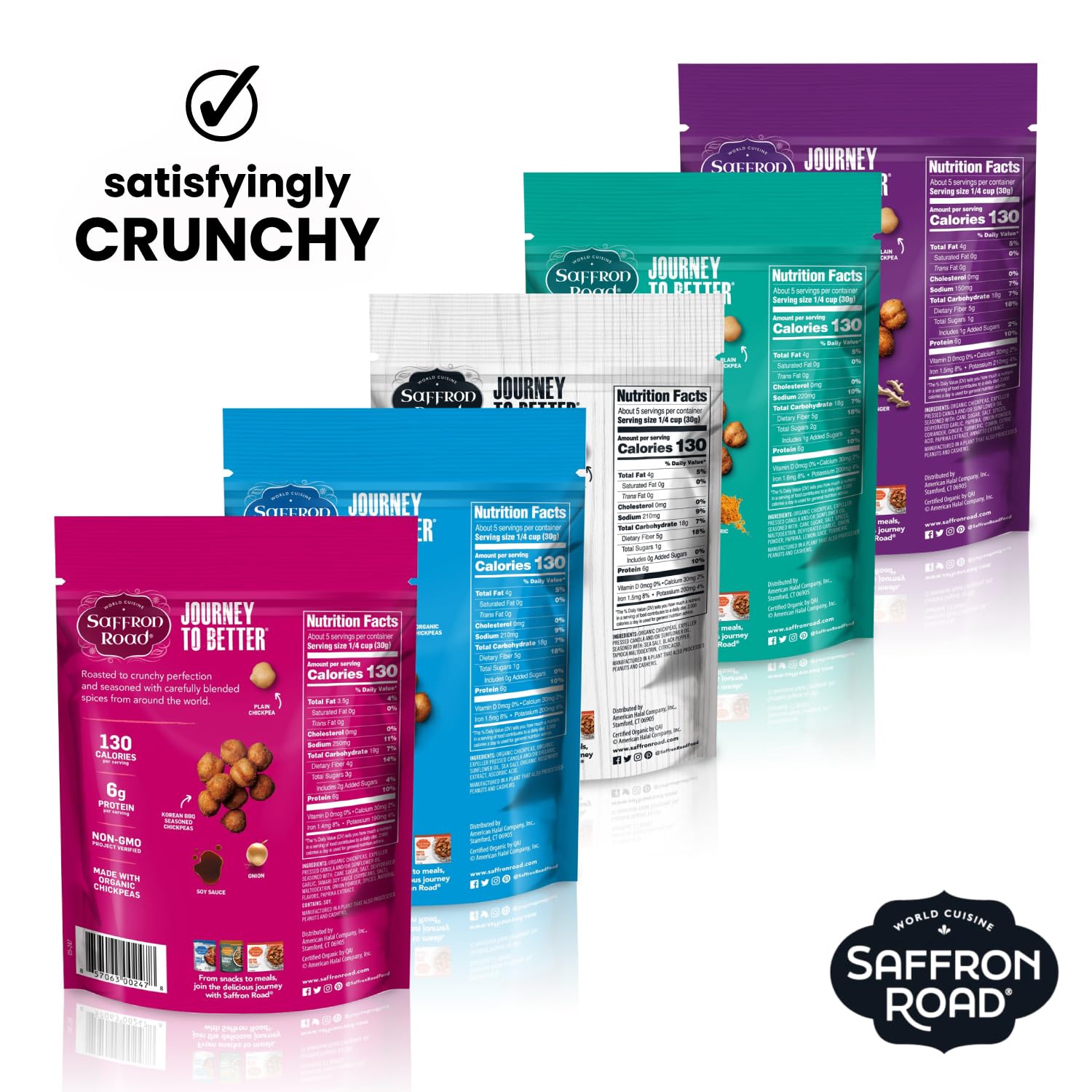 Saffron Road Crunchy Chickpeas variety pack front view