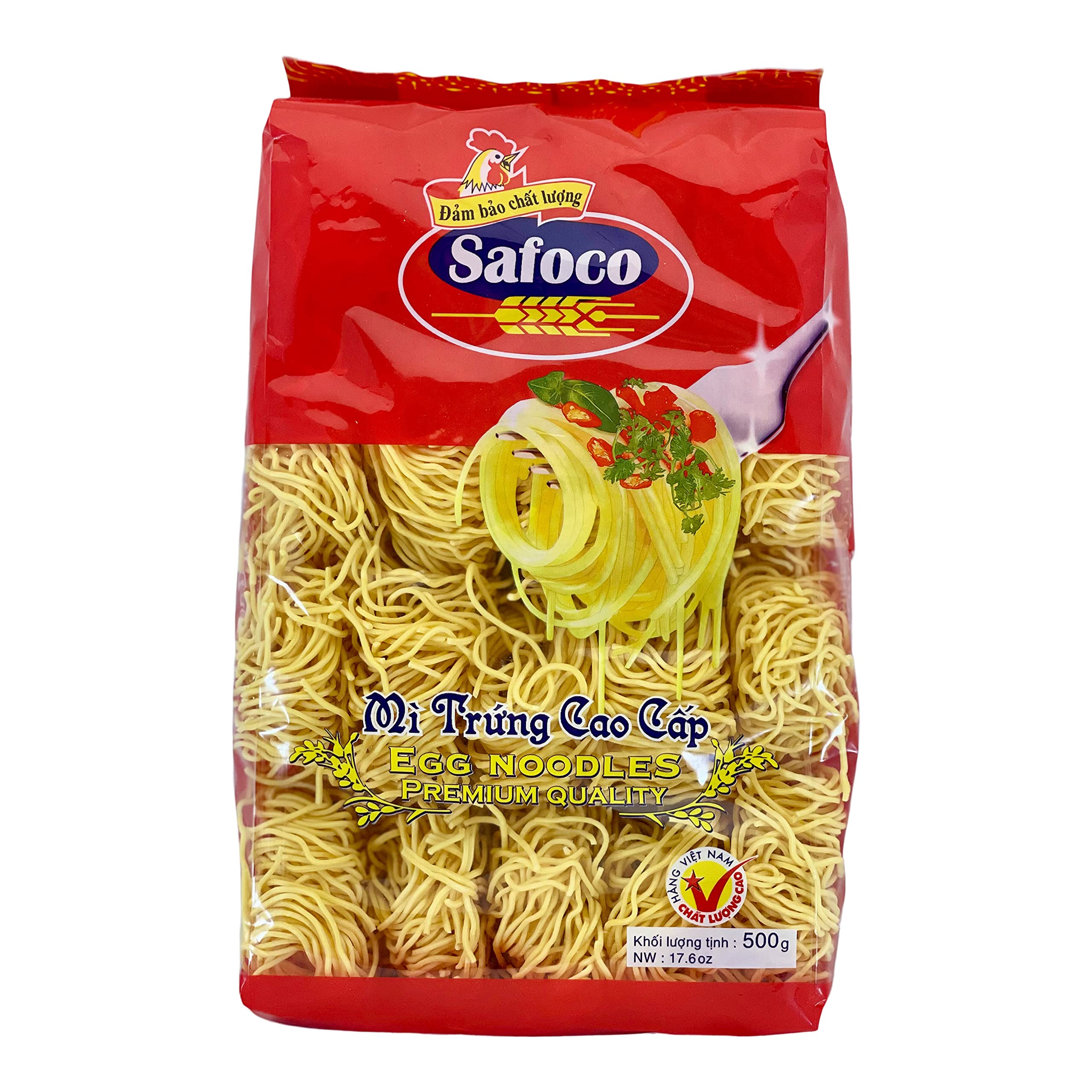 Safoco Egg Noodles 500g packaging, a convenient pantry option.