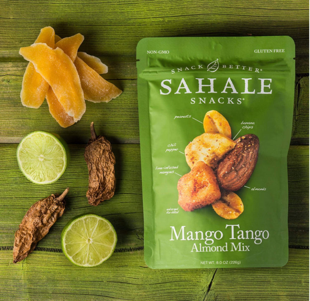 Sahale Mango Tango hiking snack on trail boosts energy between climbs