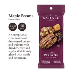 Close-up of Sahale Maple Pecans Glazed Mix showing glazed nuts and fruit pieces.