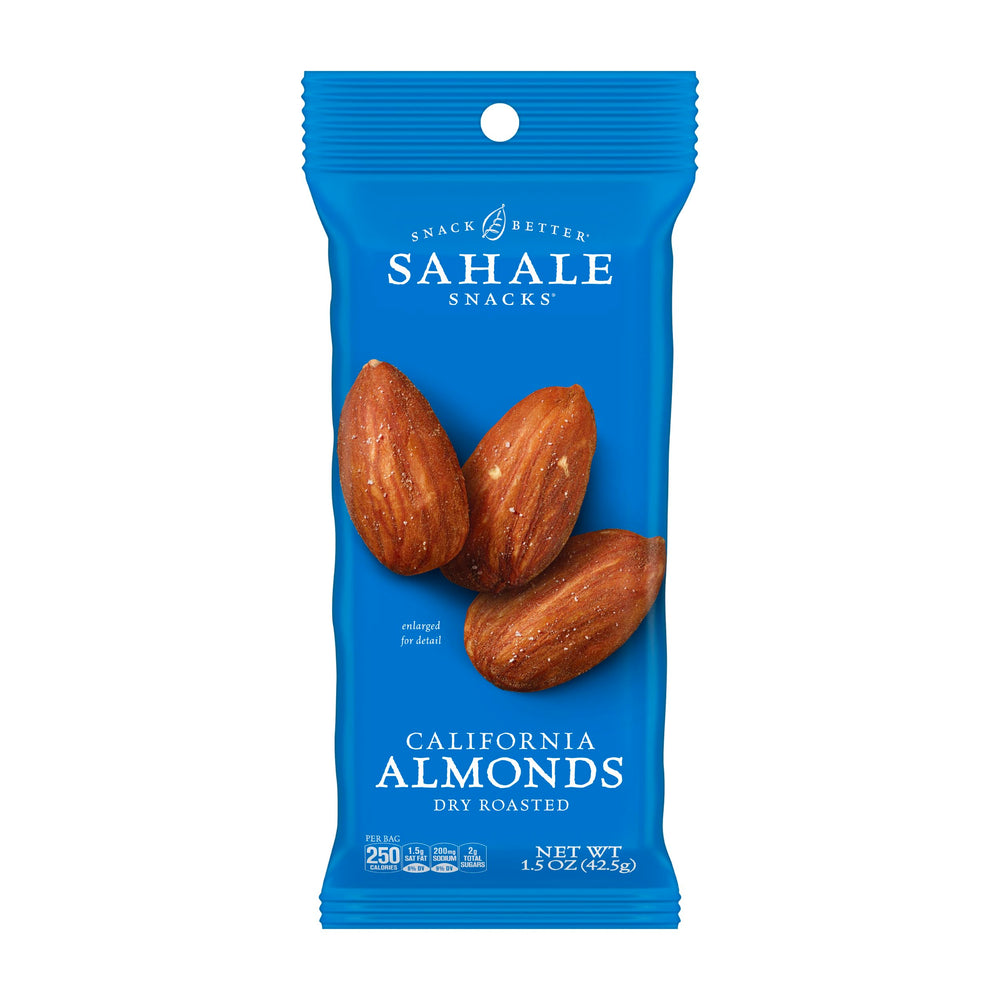 Sahale Snacks California dry-roasted almonds in a 1.5 oz pack for on-the-go energy.