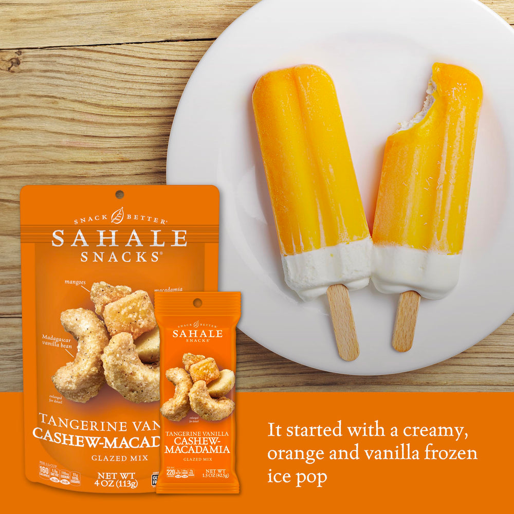 Cashews and macadamias in Sahale glazed mix highlight premium ingredients.