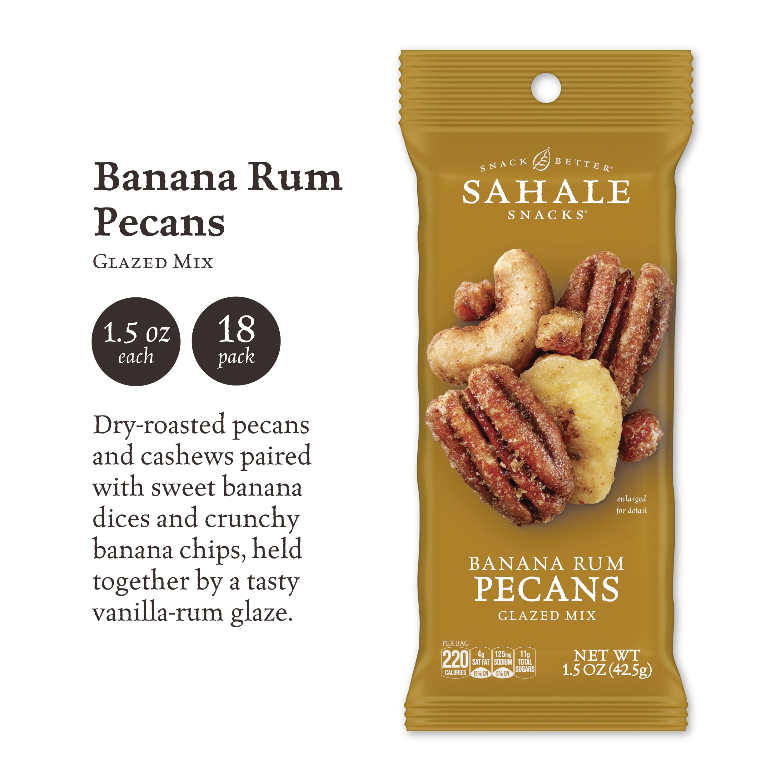 Sahale Snacks dry-roasted pecans and cashews with banana dices close-up