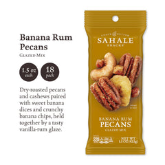 Sahale Snacks dry-roasted pecans and cashews with banana dices close-up
